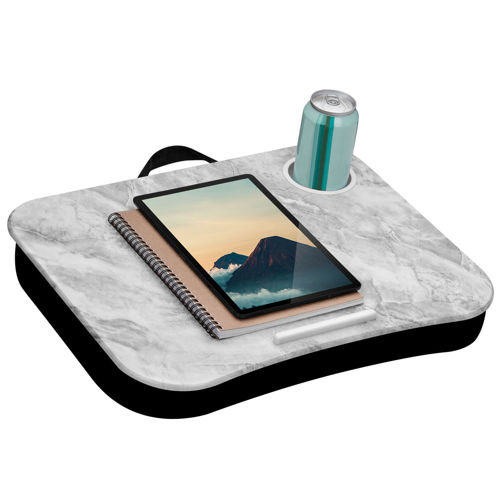 Cup Holder Lap Desk, White Marble.
